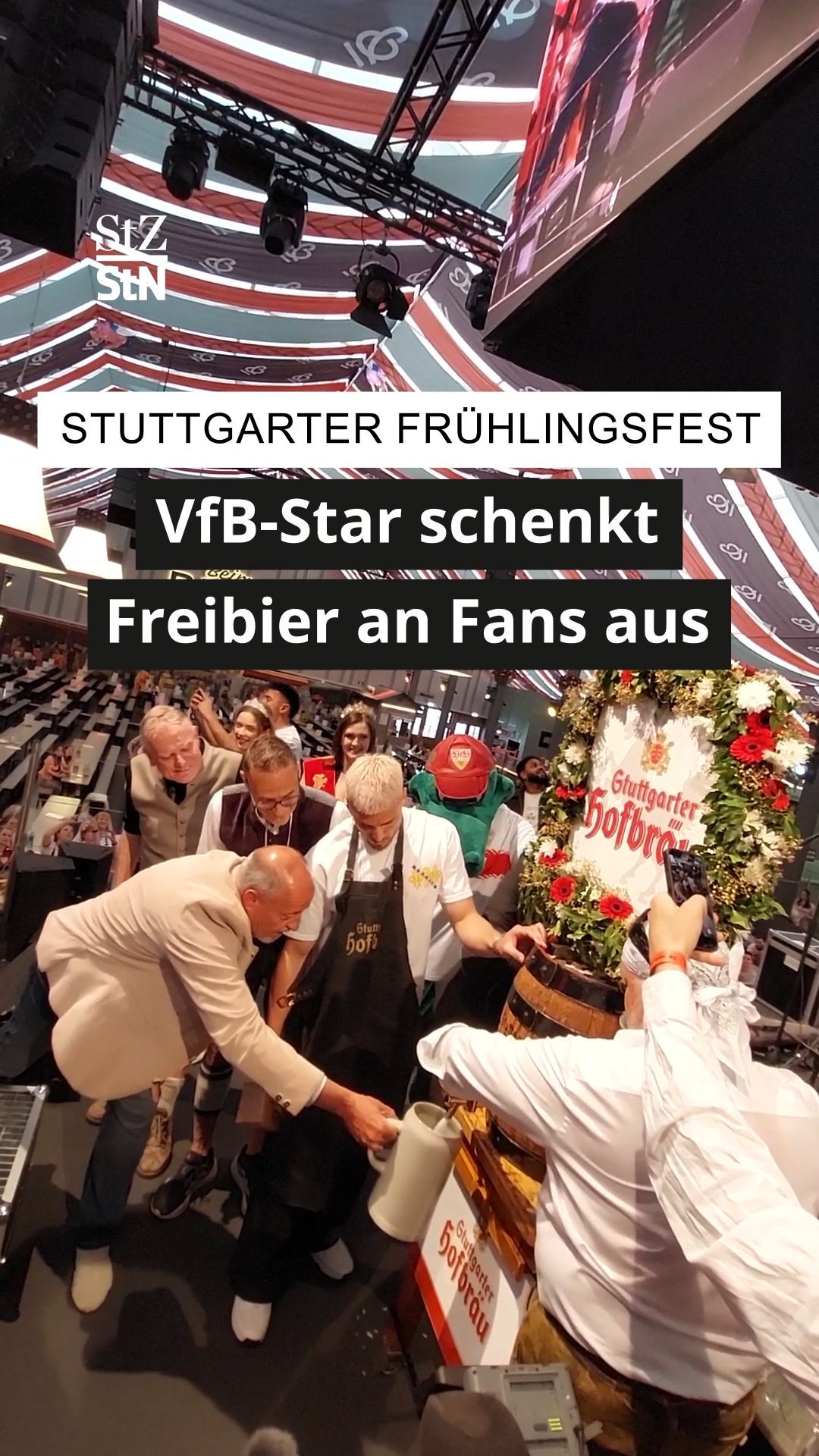 Video: VfB-Star Demirovic schenkt seinen Fans Freibier auf dem Frühlingsfest aus