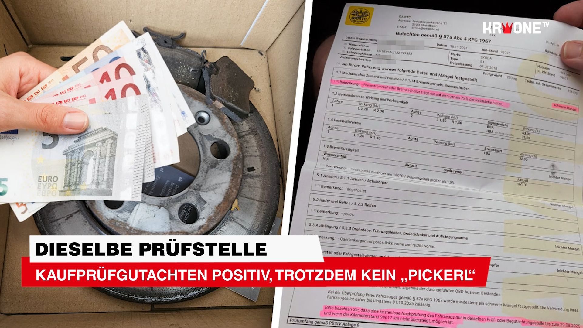 Video: Dieselbe Prüfstelle Kaufprüfgutachten positiv, trotzdem kein „Pickerl“