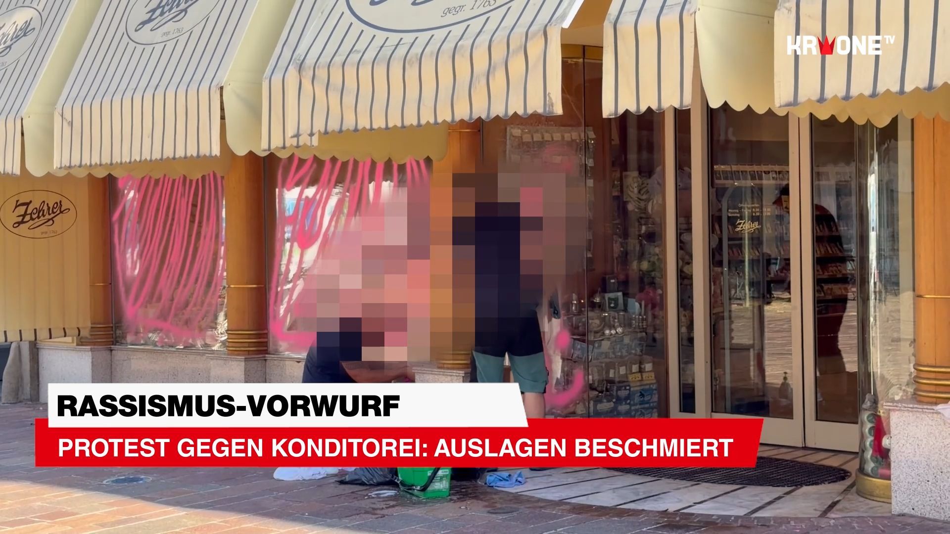 Video: Rassismus-Vorwurf ++ Protest gegen Konditorei: Auslagen beschmiert