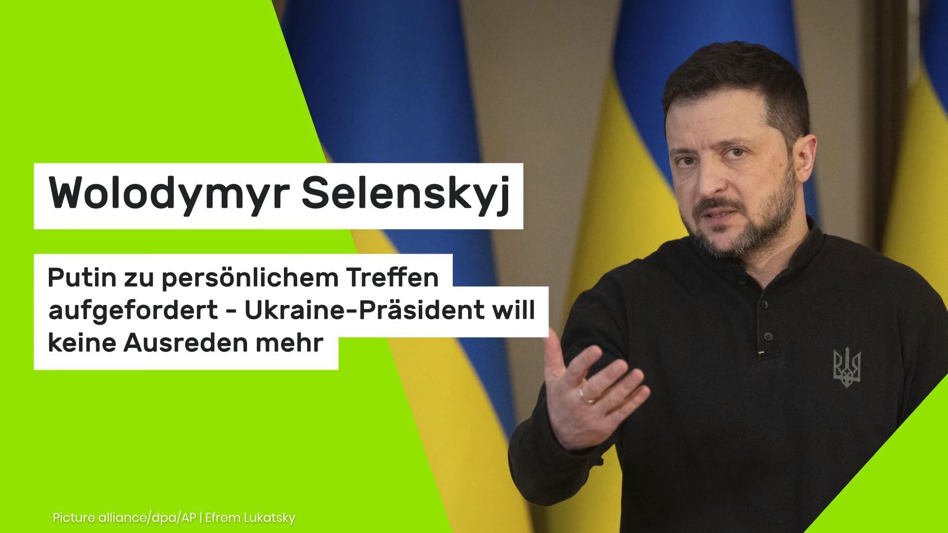 Video: Wolodymyr Selenskyj: Putin zu persönlichem Treffen aufgefordert - Ukraine-Präsident will keine Ausreden mehr