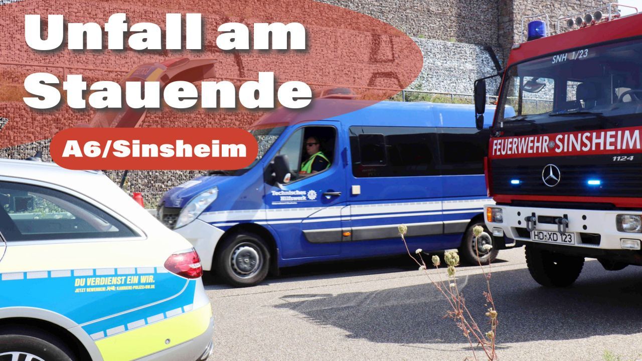 Unfall am Stauende auf der A6 bei Sinsheim - Fahrer verletzt