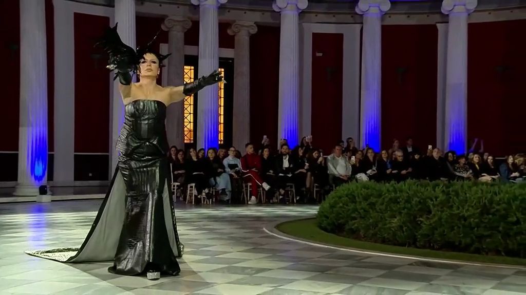 The theatrical catwalk presentation of activist and model Elton Ilirjani.