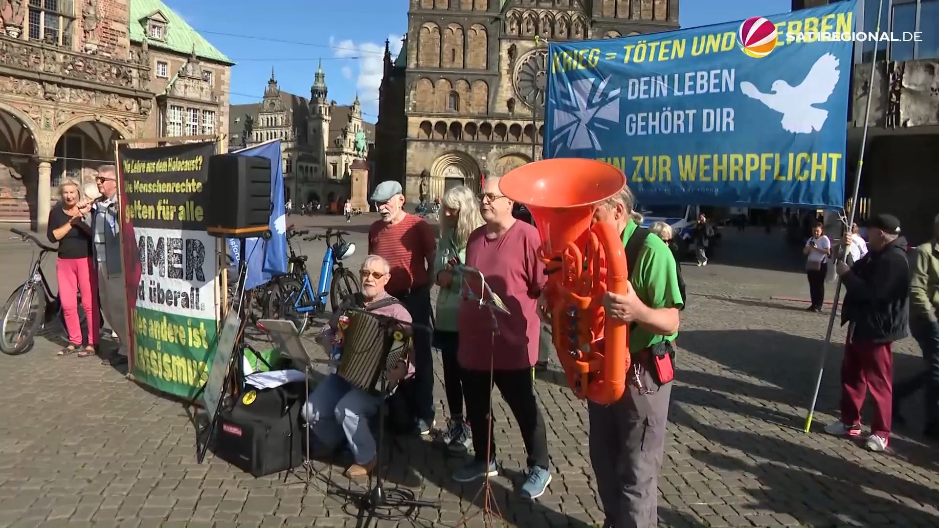 Video: Antikriegstag in Bremen: Kundgebung auf dem Marktplatz